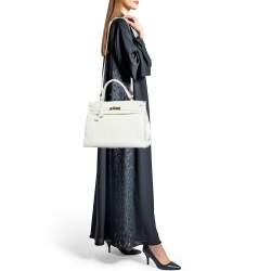 Pre Owned Hermes Blanc Togo Leather Gold Finish Kelly Retourne 35 Bag