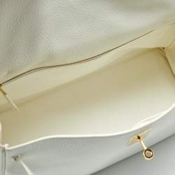 Pre Owned Hermes Blanc Togo Leather Gold Finish Kelly Retourne 35 Bag