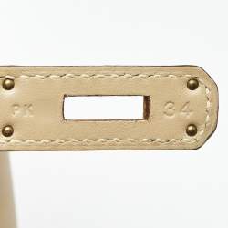 Pre Owned Hermes Beige Swift Leather Gold Finish Birkin 35 Bag