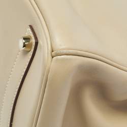 Pre Owned Hermes Beige Swift Leather Gold Finish Birkin 35 Bag