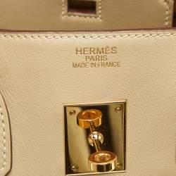 Pre Owned Hermes Beige Swift Leather Gold Finish Birkin 35 Bag