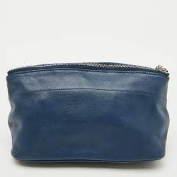 Pre Owned Hermes Bleu Navy Swift Leather Tohubohu Pouch MM Bag