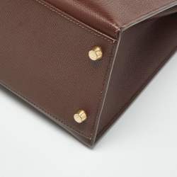 Pre Owned Hermes Chocolat Courchevel Leather Gold Finish Kelly Sellier 32 Bag