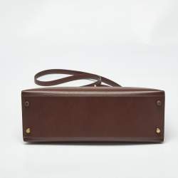 Pre Owned Hermes Chocolat Courchevel Leather Gold Finish Kelly Sellier 32 Bag