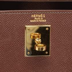 Pre Owned Hermes Chocolat Courchevel Leather Gold Finish Kelly Sellier 32 Bag