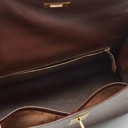 Pre Owned Hermes Chocolat Courchevel Leather Gold Finish Kelly Sellier 32 Bag