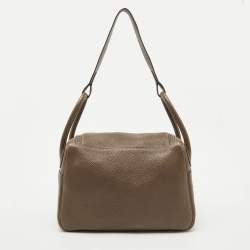 Pre Owned Hermes Etoupe Grey Taurillon Clemence Leather Lindy 30 Bag
