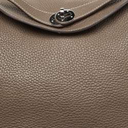 Pre Owned Hermes Etoupe Grey Taurillon Clemence Leather Lindy 30 Bag
