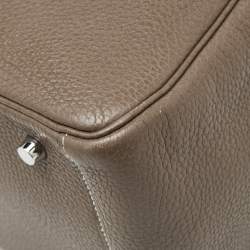 Pre Owned Hermes Etoupe Grey Taurillon Clemence Leather Lindy 30 Bag