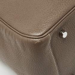 Pre Owned Hermes Etoupe Grey Taurillon Clemence Leather Lindy 30 Bag