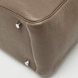 Pre Owned Hermes Etoupe Grey Taurillon Clemence Leather Lindy 30 Bag