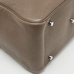 Pre Owned Hermes Etoupe Grey Taurillon Clemence Leather Lindy 30 Bag