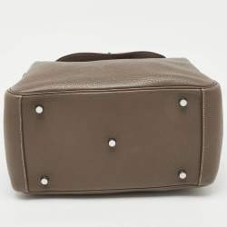 Pre Owned Hermes Etoupe Grey Taurillon Clemence Leather Lindy 30 Bag