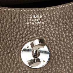 Pre Owned Hermes Etoupe Grey Taurillon Clemence Leather Lindy 30 Bag