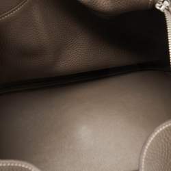Pre Owned Hermes Etoupe Grey Taurillon Clemence Leather Lindy 30 Bag