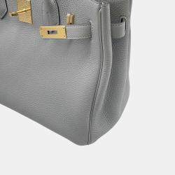 Pre Owned Hermes Birkin 30 Gris Mouette Togo Leather Handbag