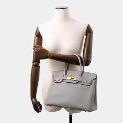 Pre Owned Hermes Birkin 30 Gris Mouette Togo Leather Handbag