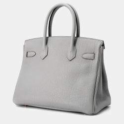 Pre Owned Hermes Birkin 30 Gris Mouette Togo Leather Handbag