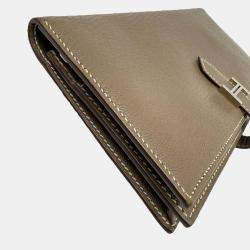 Pre Owned Hermes Bearn Taupe Epsom Leather Wallet