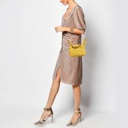 Pre Owned Hermes Jaune Ambre Togo Leather Gold Finish Mini Lindy Bag