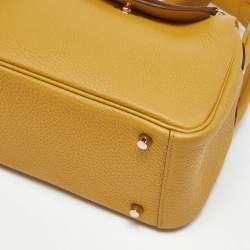 Pre Owned Hermes Jaune Ambre Togo Leather Gold Finish Mini Lindy Bag