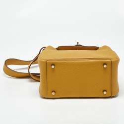 Pre Owned Hermes Jaune Ambre Togo Leather Gold Finish Mini Lindy Bag