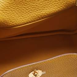 Pre Owned Hermes Jaune Ambre Togo Leather Gold Finish Mini Lindy Bag