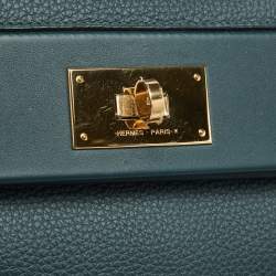 Pre Owned Hermès Vert Cypress Togo and Swift Leather Gold Finish 24/24 29 Bag