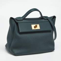 Pre Owned Hermès Vert Cypress Togo and Swift Leather Gold Finish 24/24 29 Bag