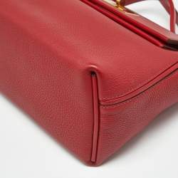 Pre Owned Hermes Rouge Piment/Rouge Vif Togo and Swift Leather Gold Finish 24/24 29 Bag