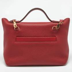 Pre Owned Hermes Rouge Piment/Rouge Vif Togo and Swift Leather Gold Finish 24/24 29 Bag