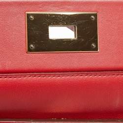 Pre Owned Hermes Rouge Piment/Rouge Vif Togo and Swift Leather Gold Finish 24/24 29 Bag