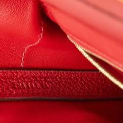 Pre Owned Hermes Rouge Piment/Rouge Vif Togo and Swift Leather Gold Finish 24/24 29 Bag