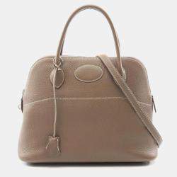 Pre Owned Hermes Bolide 31 Etoupe Taurillon Clemence Leather Top Handle Bag
