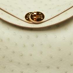 Pre Owned Hermès Gris Perle Ostrich Gold Finish Lindy 26 Bag