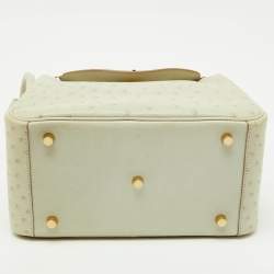 Pre Owned Hermès Gris Perle Ostrich Gold Finish Lindy 26 Bag