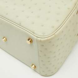 Pre Owned Hermès Gris Perle Ostrich Gold Finish Lindy 26 Bag