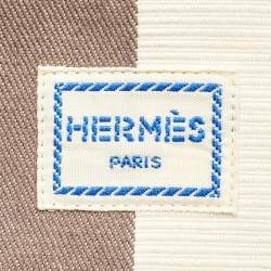 Pre Owned Hermes Rayures Rocabar Stripe Canvas Bolide Medium Travel Pouch Bag
