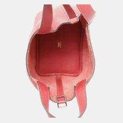 Pre Owned Hermes Picotin 18 Rouge Clemence Leather Bag