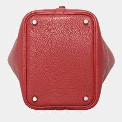 Pre Owned Hermes Picotin 18 Rouge Clemence Leather Bag