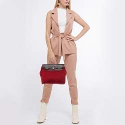 Pre Owned Hermes Brick Red/Moka Toile Canvas and Vache Hunter Herbag 31 Bag