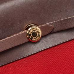 Pre Owned Hermes Brick Red/Moka Toile Canvas and Vache Hunter Herbag 31 Bag