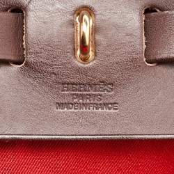 Pre Owned Hermes Brick Red/Moka Toile Canvas and Vache Hunter Herbag 31 Bag