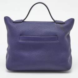 Pre Owned Hermes Blue Encre Togo and Swift Leather Palladium Finish 24/24 35 Bag