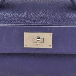 Pre Owned Hermes Blue Encre Togo and Swift Leather Palladium Finish 24/24 35 Bag