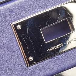 Pre Owned Hermes Blue Encre Togo and Swift Leather Palladium Finish 24/24 35 Bag