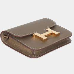 Pre Owned Hermes Epsom Constance Slim Wallet GHW