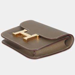 Pre Owned Hermes Epsom Constance Slim Wallet GHW