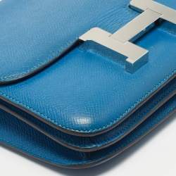 Pre Owned Hermes Mykonos Epsom Leather Palladium Finish Constance 18 Mini Bag
