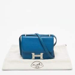 Pre Owned Hermes Mykonos Epsom Leather Palladium Finish Constance 18 Mini Bag